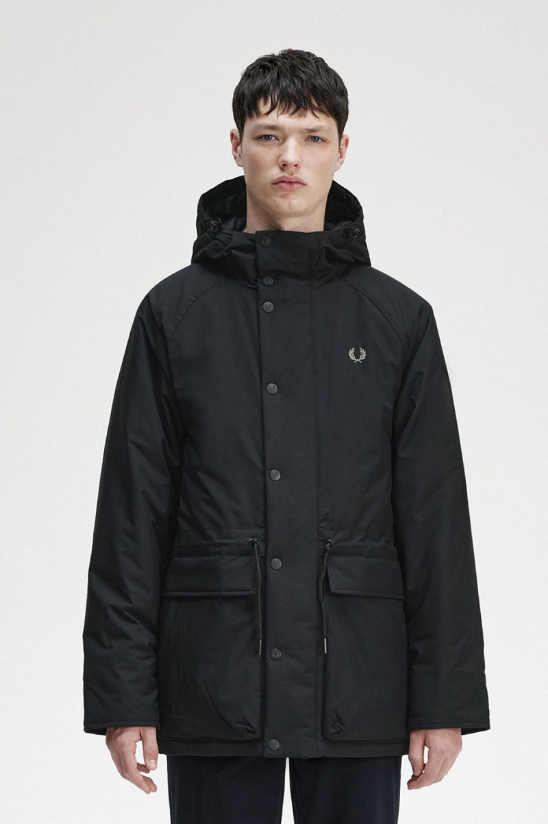 Abrigos Fred Perry Acolchado Zip Through Hombre Negros | YMXGT61280