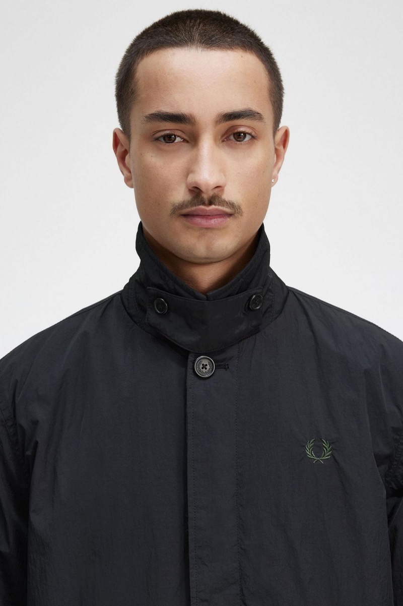 Abrigos Fred Perry Button Through Mac Hombre Negros | MXJKU22769