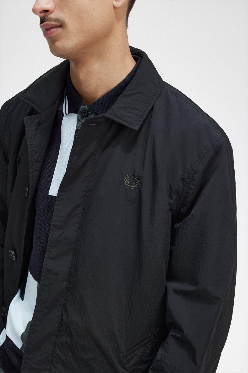 Abrigos Fred Perry Button Through Mac Hombre Negros | MXJKU22769