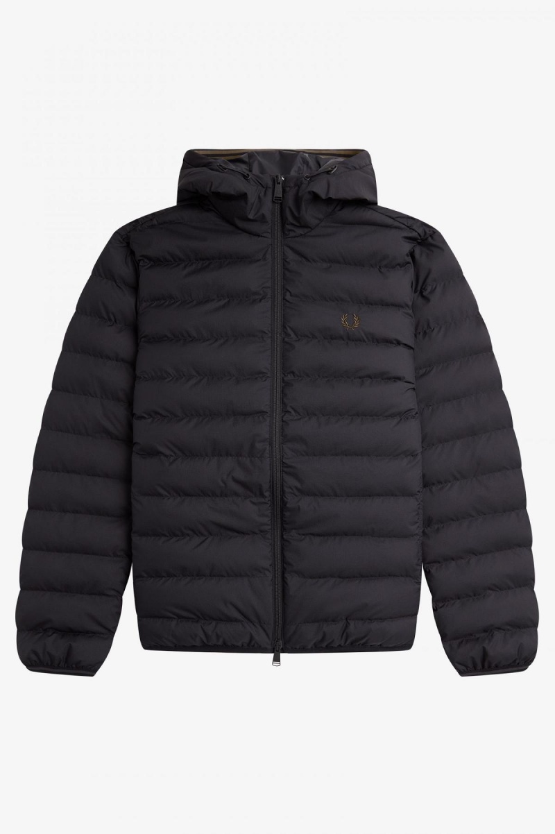 Abrigos Fred Perry Encapuchado Insulated Hombre Negros | MXXMI93089