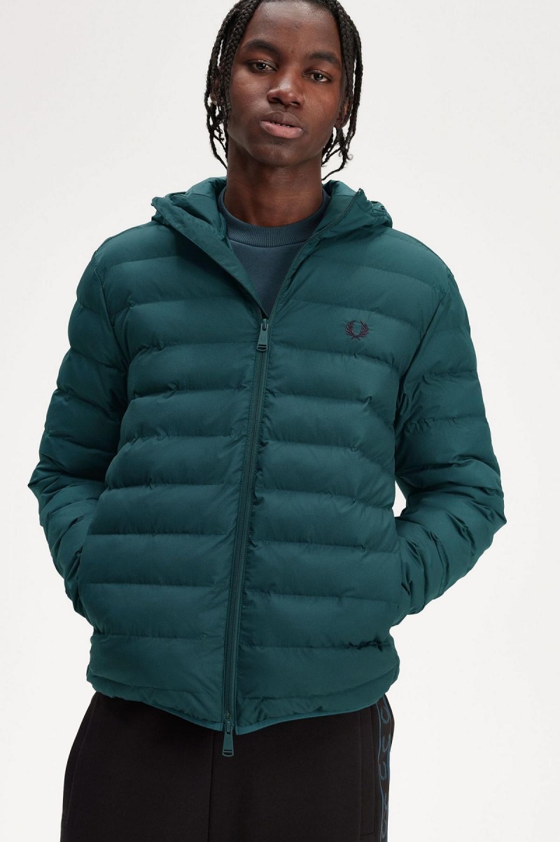 Abrigos Fred Perry Encapuchado Insulated Hombre Azules | MXDYB99417