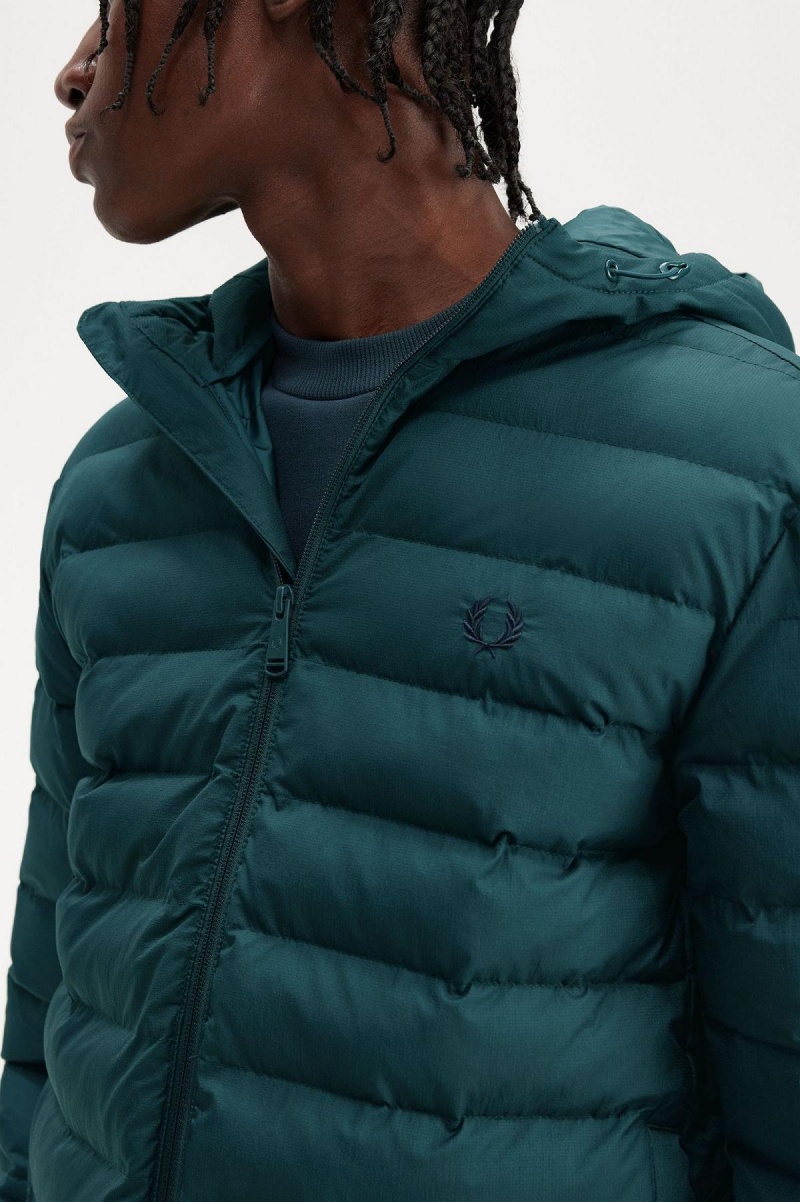 Abrigos Fred Perry Encapuchado Insulated Hombre Azules | MXDYB99417