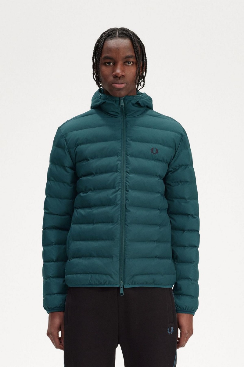 Abrigos Fred Perry Encapuchado Insulated Hombre Azules | MXDYB99417