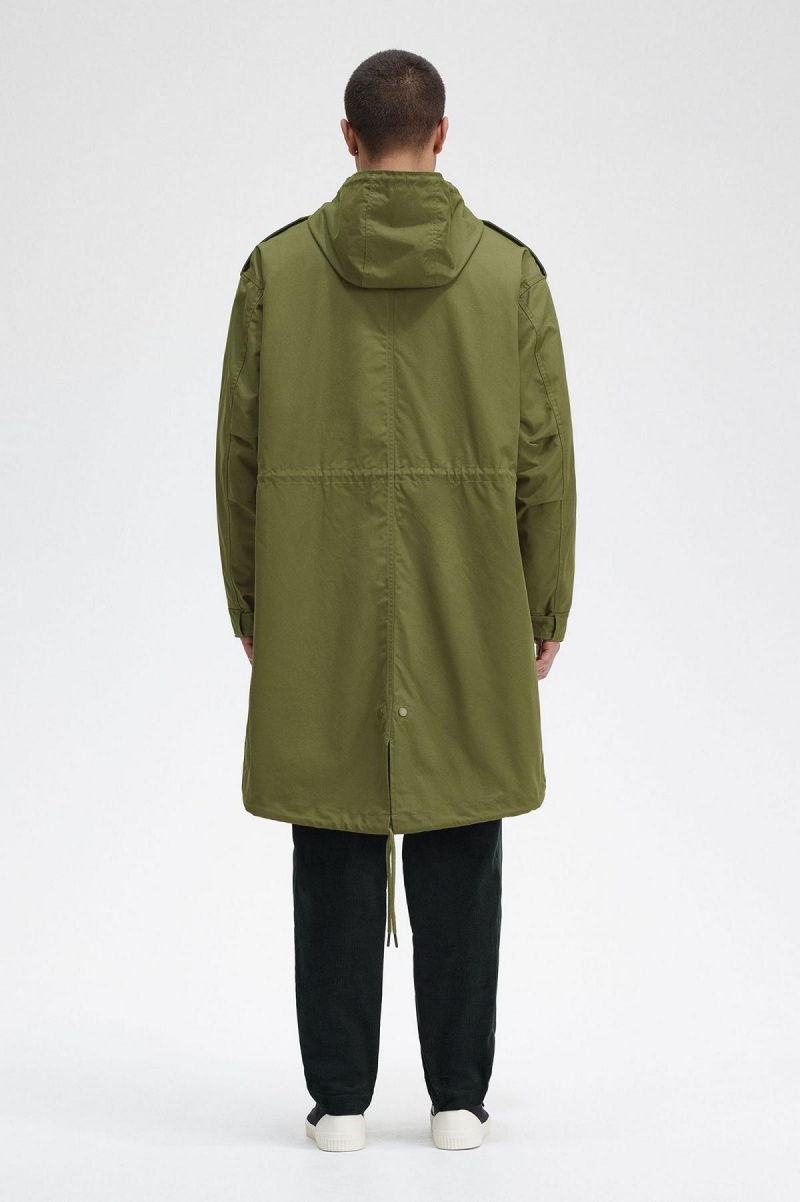 Abrigos Fred Perry Faux Fur Forro Parka Hombre Verdes | MMXFT16093