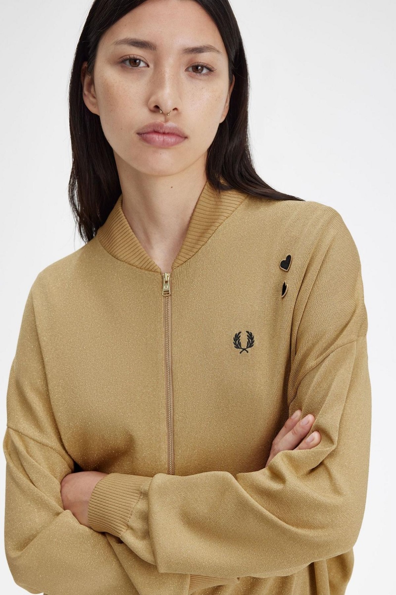 Abrigos Fred Perry Metallic De Punto Bomber Mujer Dorados | YMXGT89471