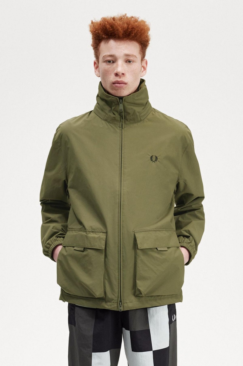 Abrigos Fred Perry Patch Pocket Zip Through Hombre Verdes | MXNEJ61805