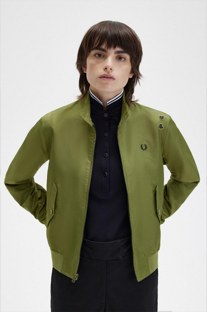 Abrigos Fred Perry Printed Lining Zip-Through Mujer Verdes | MXQAV50444