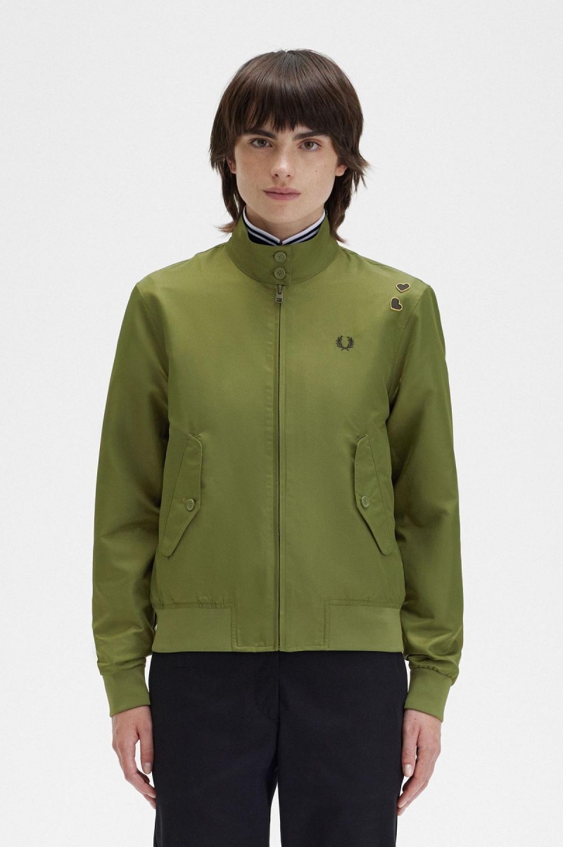 Abrigos Fred Perry Printed Lining Zip-Through Mujer Verdes | MXQAV50444