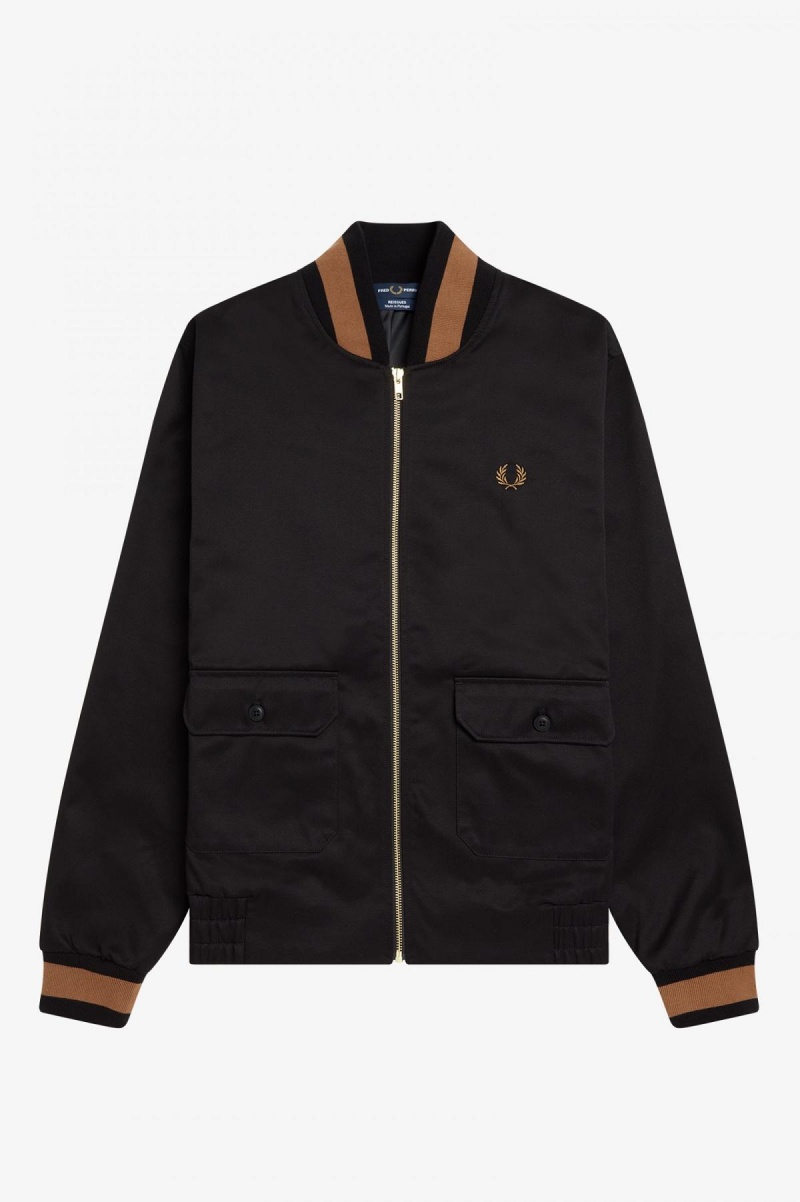 Abrigos Fred Perry Tenis Bomber Hombre Negros | QMXWA36081