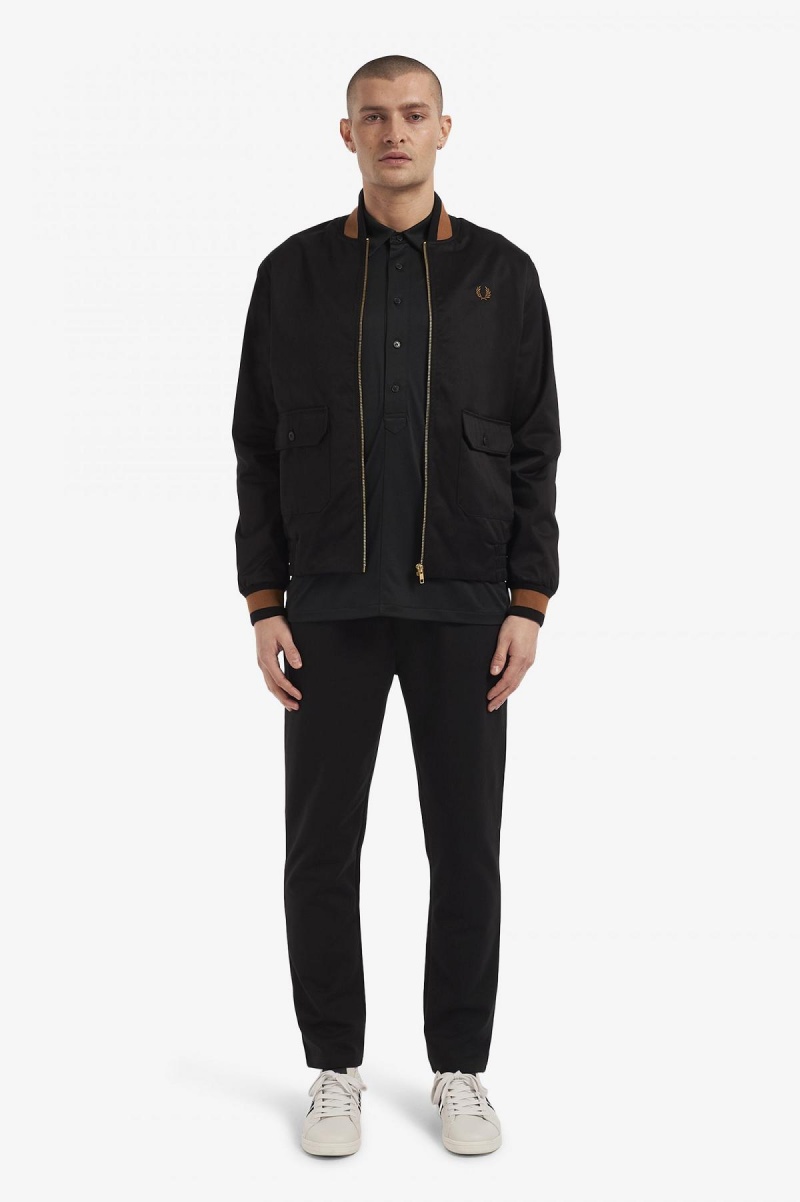 Abrigos Fred Perry Tenis Bomber Hombre Negros | QMXWA36081