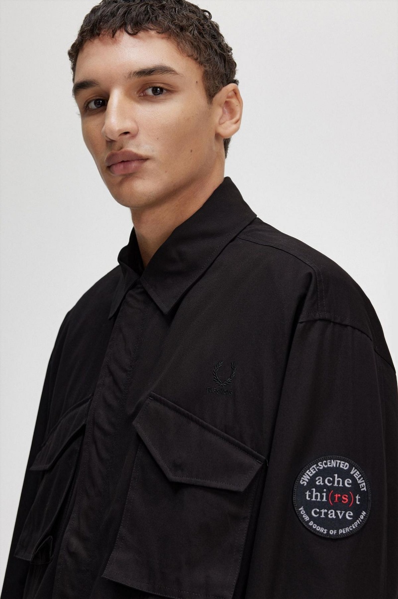 Abrigos Fred Perry Utility Hombre Negros | XMXGW11902