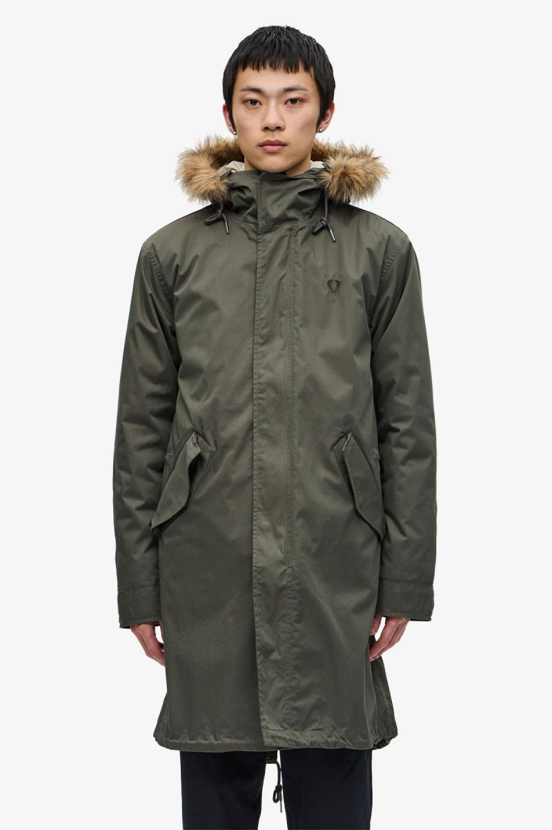 Abrigos Fred Perry Zip-In Liner Parka Hombre Verdes | MXZPD20549