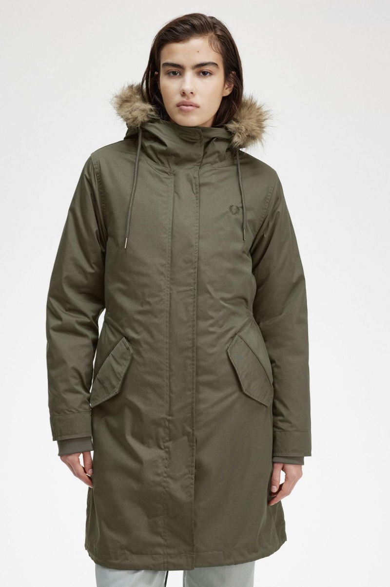 Abrigos Fred Perry Zip-In Liner Parka Mujer Verdes | MXIIZ77836