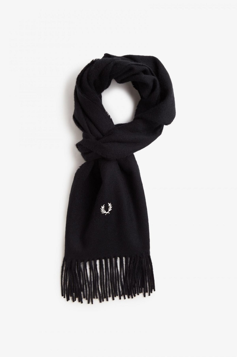 Bufanda Fred Perry Lambswool Accessories Negros Azules | AMXDF67815