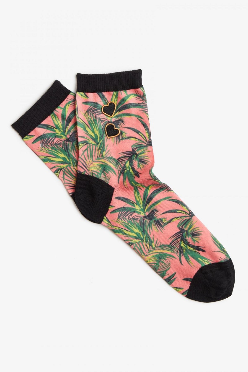 Calcetines Fred Perry Palm Print Accessories Coral | LMXSX94145