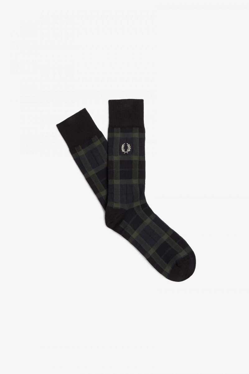 Calcetines Fred Perry Tartan Accessories Verdes Azules | LMXSX77496