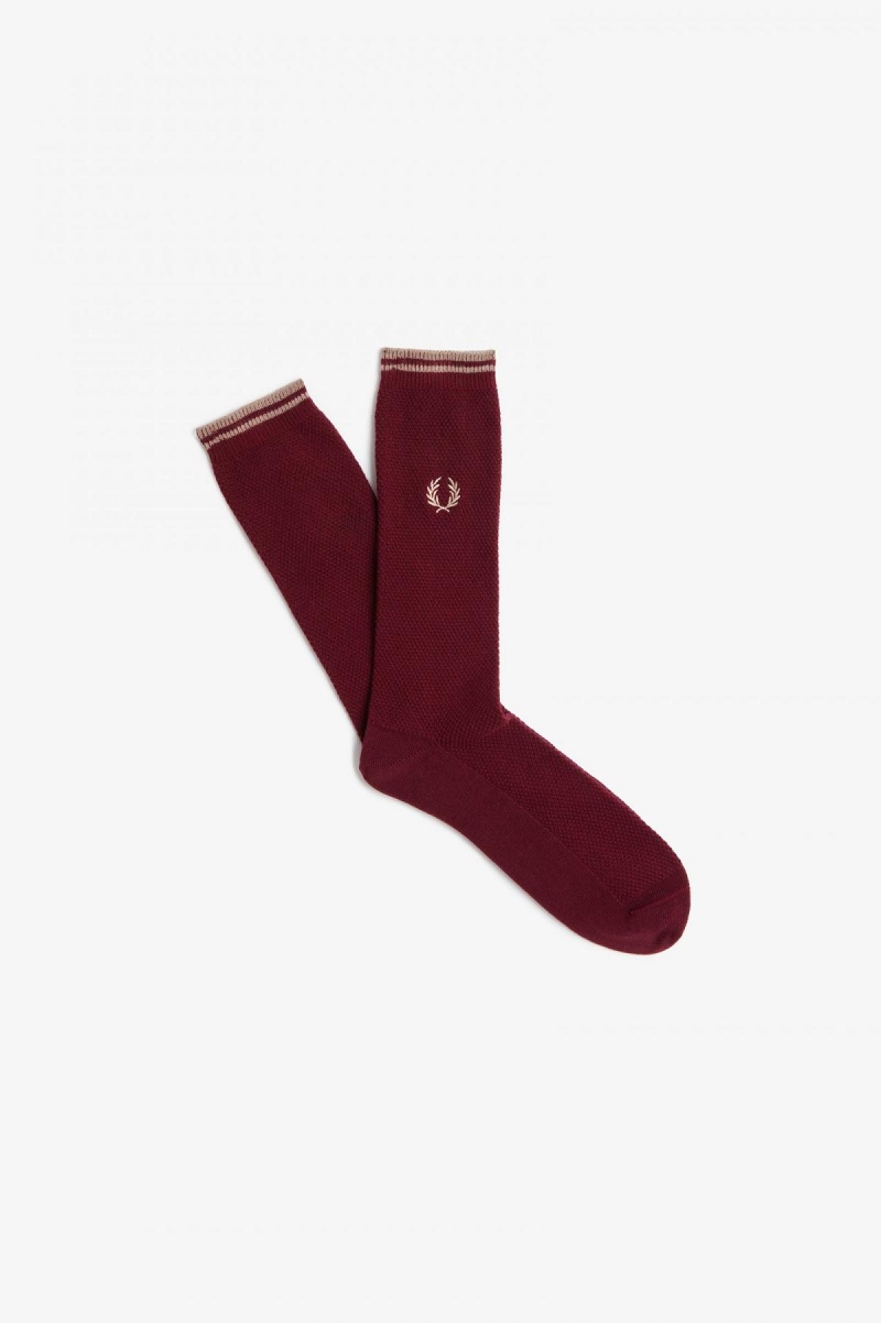 Calcetines Fred Perry Tipped Accessories Oxblood / Shaded Stone | SMXNY86440