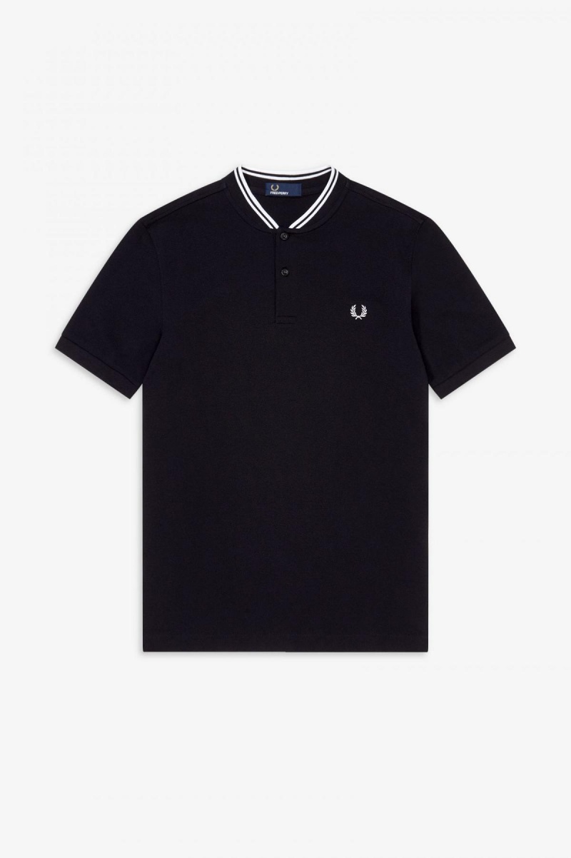 Camisa Polo Fred Perry Bomber Collar Polo Shirt Hombre Negros | FMXUI60277