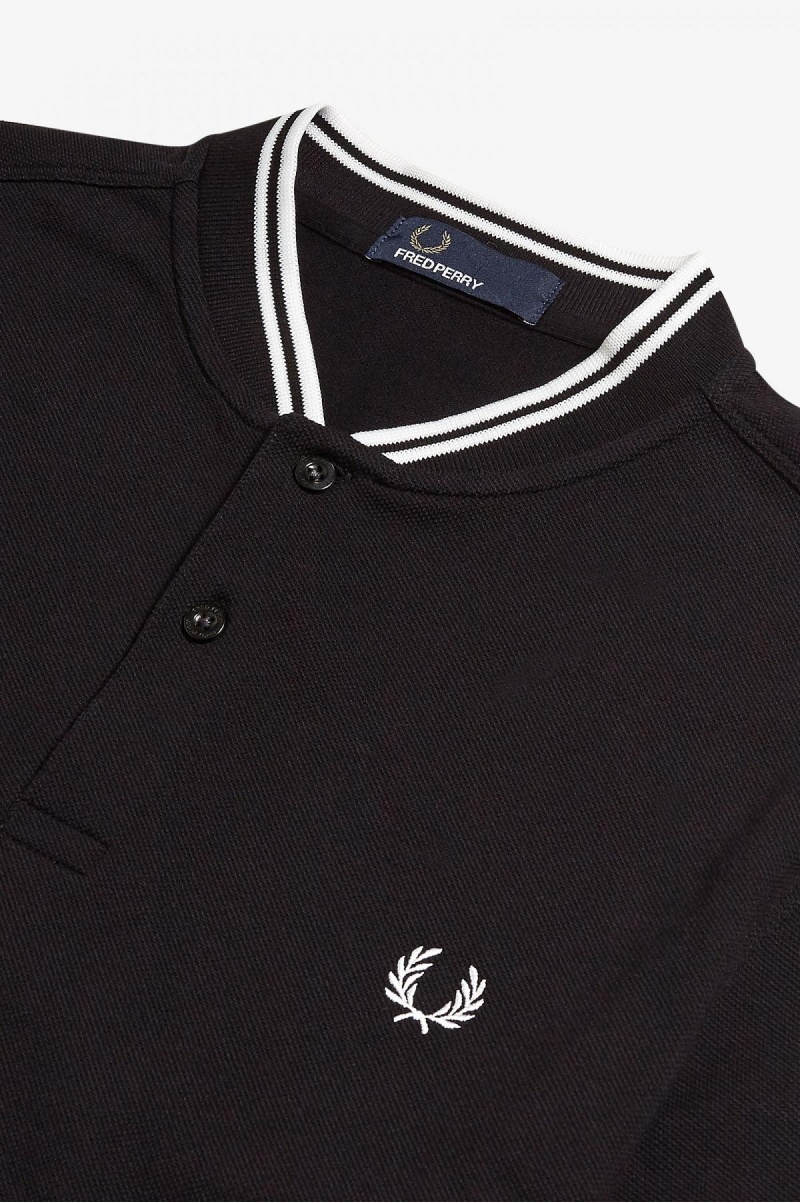 Camisa Polo Fred Perry Bomber Collar Polo Shirt Hombre Negros | FMXUI60277