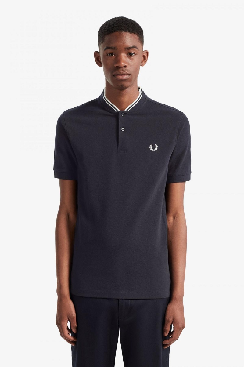 Camisa Polo Fred Perry Bomber Collar Polo Shirt Hombre Azul Marino | TMXWZ93914