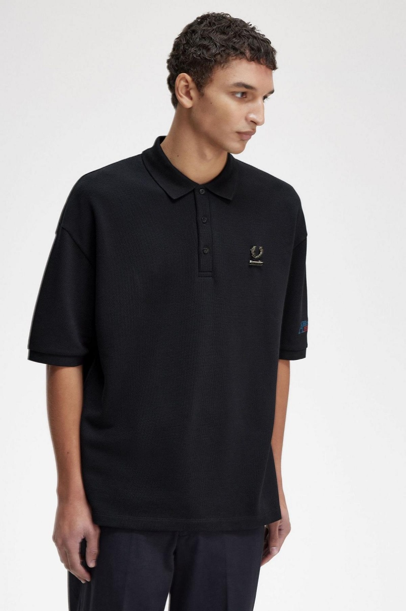 Camisa Polo Fred Perry Embroidered Polo Shirt Hombre Negros | EMXVG65836