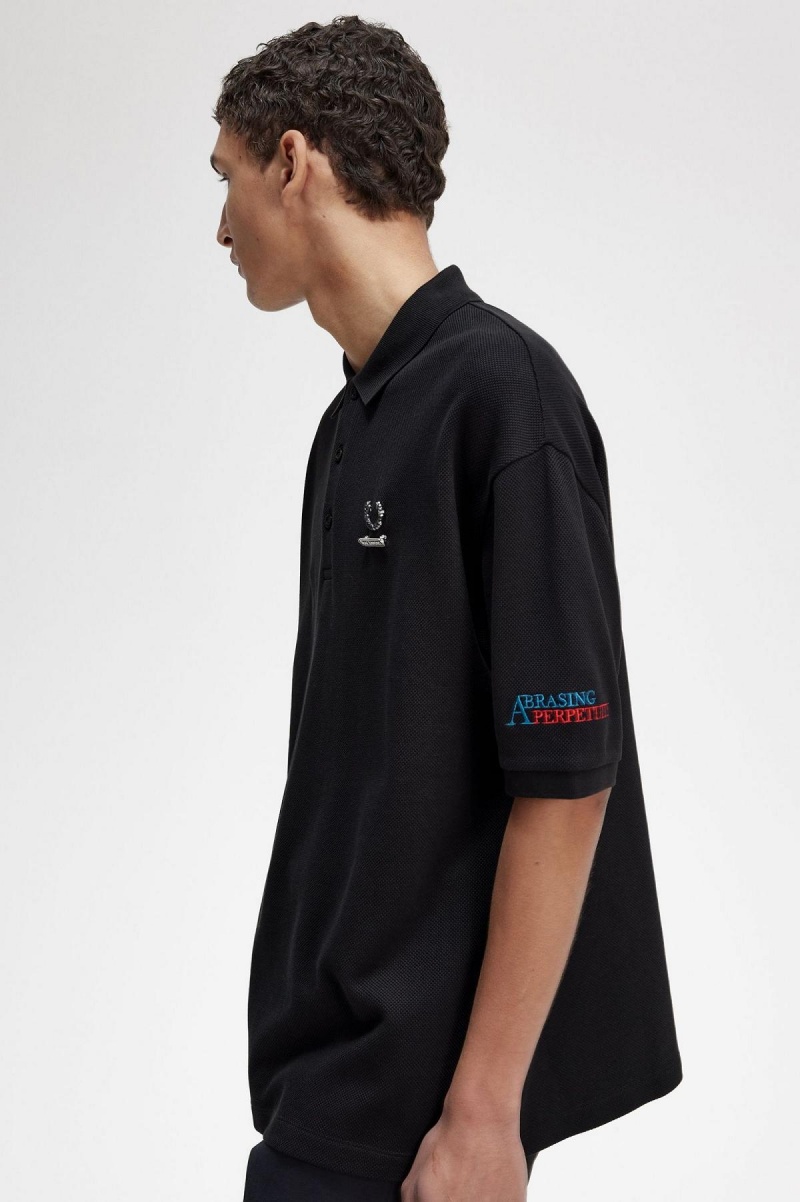 Camisa Polo Fred Perry Embroidered Polo Shirt Hombre Negros | EMXVG65836