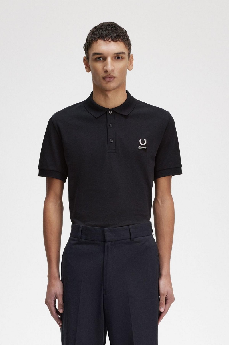 Camisa Polo Fred Perry Enamel Pin Polo Shirt Hombre Negros | YMXVQ42374