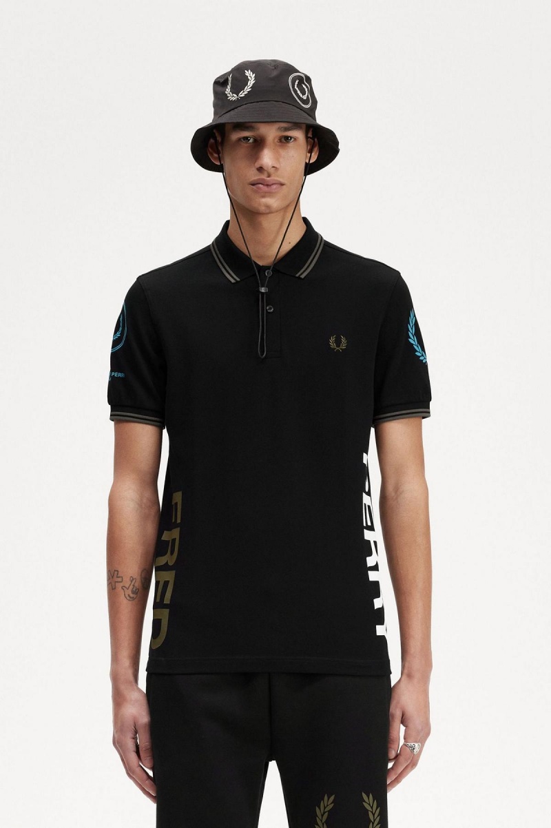 Camisa Polo Fred Perry Estampados Branded Fred Perry Shirt Hombre Negros | MXIIZ49524