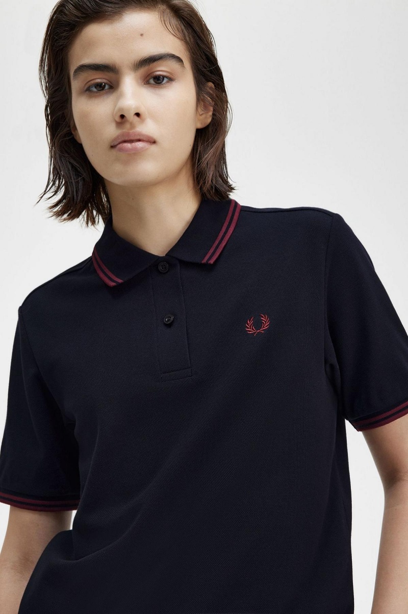 Camisa Polo Fred Perry G3600 Mujer Azul Marino | MXDYB45290