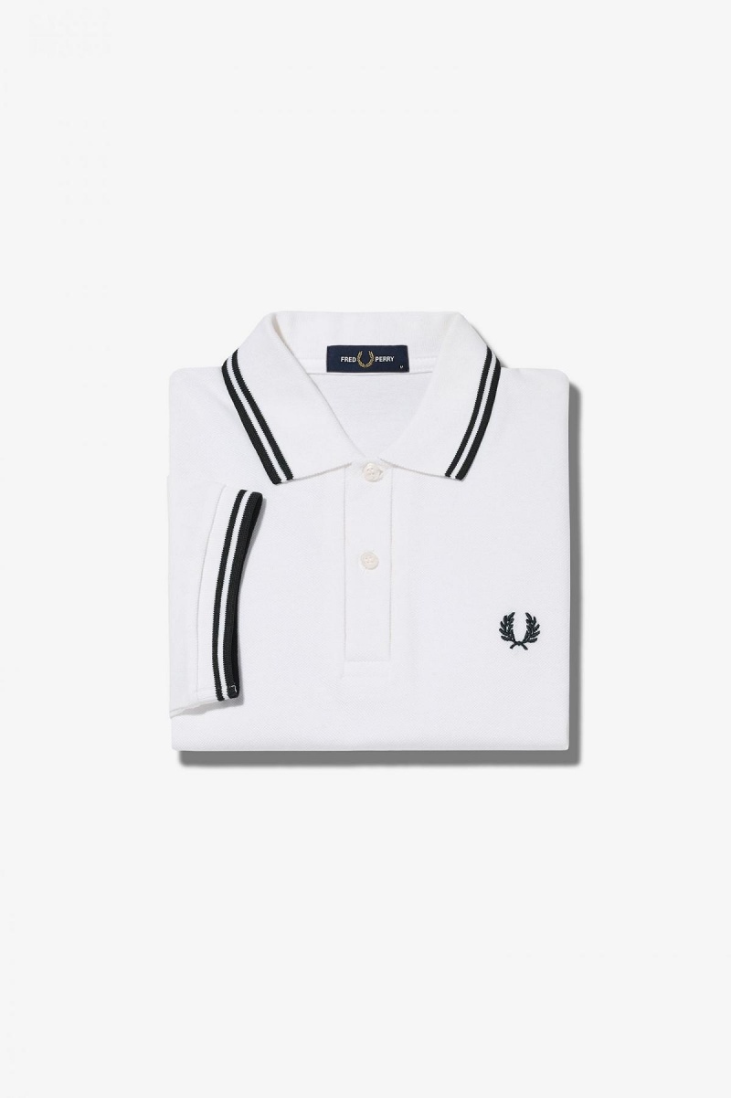 Camisa Polo Fred Perry G3600 Mujer Blancos Negros Negros | DMXVO14155