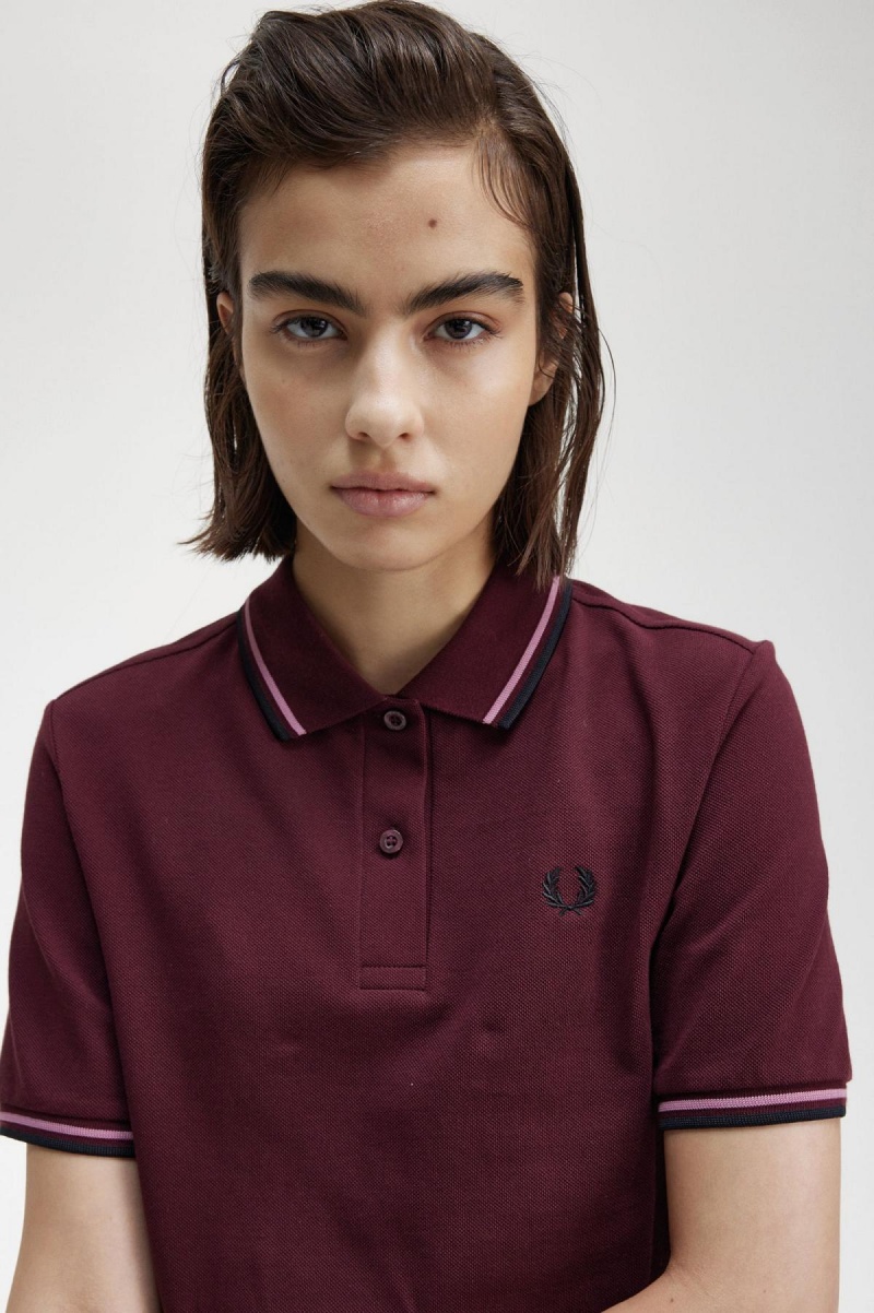 Camisa Polo Fred Perry G3600 Mujer Rosas Rosas Negros | MXJVR84535