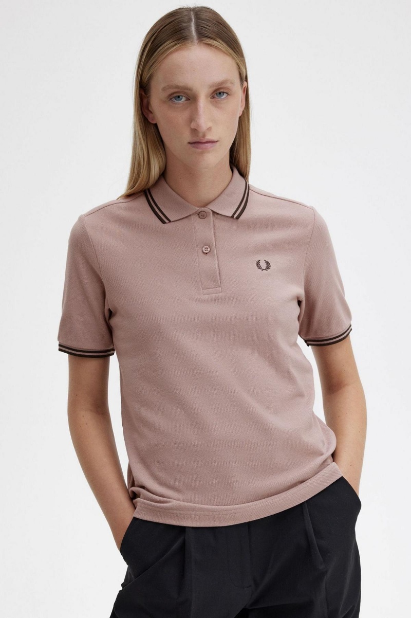 Camisa Polo Fred Perry G3600 Mujer Rosas Oscuro | MXDYB53035