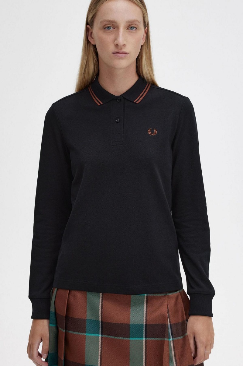 Camisa Polo Fred Perry G3636 Mujer Negros Marrom Marrom | MXZPD52427