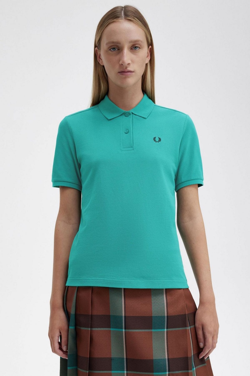 Camisa Polo Fred Perry G6000 Mujer Verde Menta Oscuro Negros | MXQAV69530