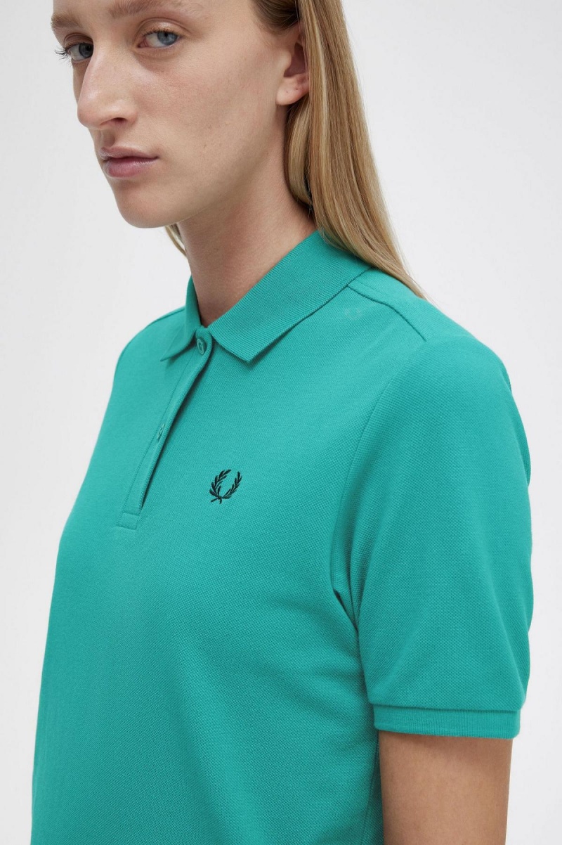 Camisa Polo Fred Perry G6000 Mujer Verde Menta Oscuro Negros | MXQAV69530