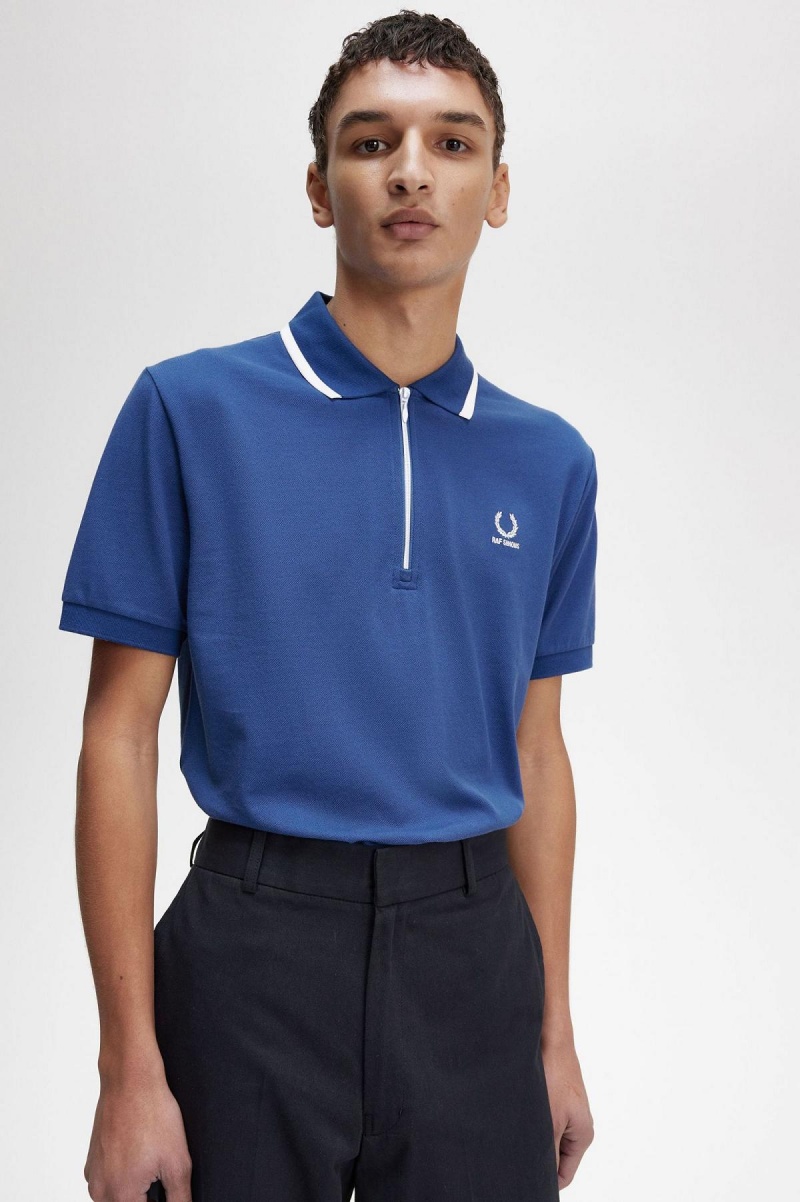 Camisa Polo Fred Perry Half Zip Polo Shirt Hombre Azul Rey Azules | TMXWZ88754