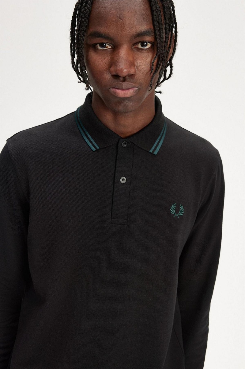 Camisa Polo Fred Perry M1212 Hombre Negros Azules Azules | BMXSO38596