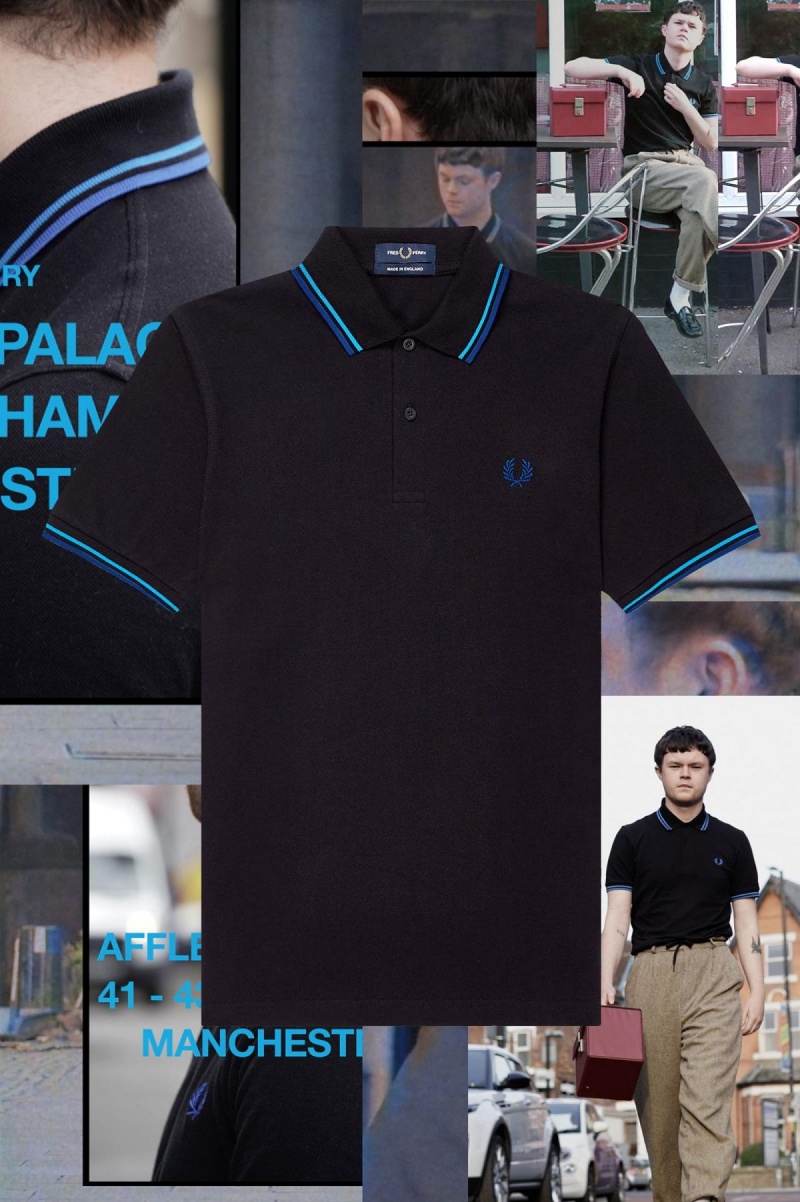 Camisa Polo Fred Perry M12 Hombre Negros Azules Azules Azules | MXXBR12995