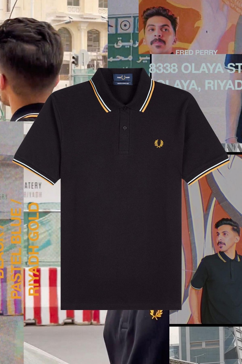 Camisa Polo Fred Perry M12 Hombre Negros Azules Dorados | MXJZR56132