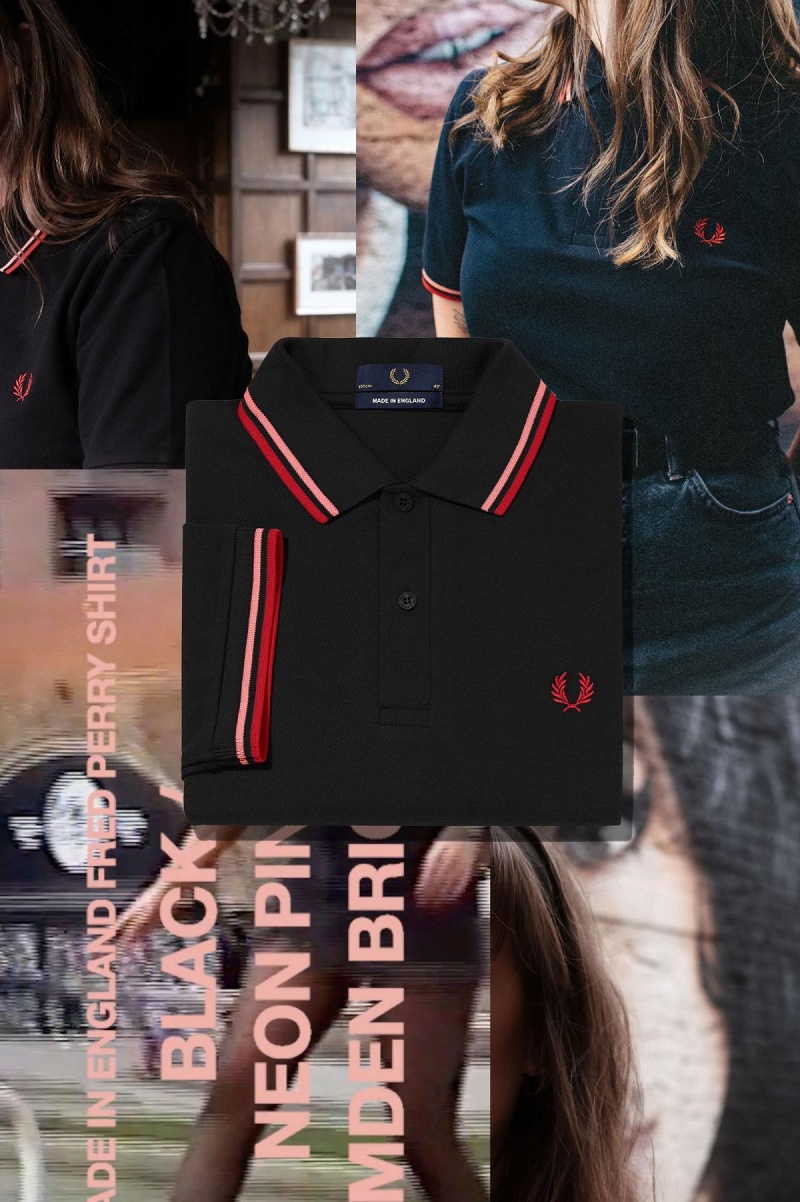 Camisa Polo Fred Perry M12 Hombre Negros Coral | TMXPQ34447