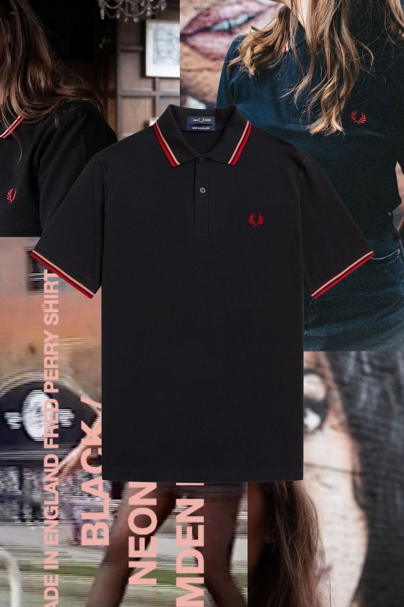 Camisa Polo Fred Perry M12 Hombre Negros Coral | TMXPQ34447