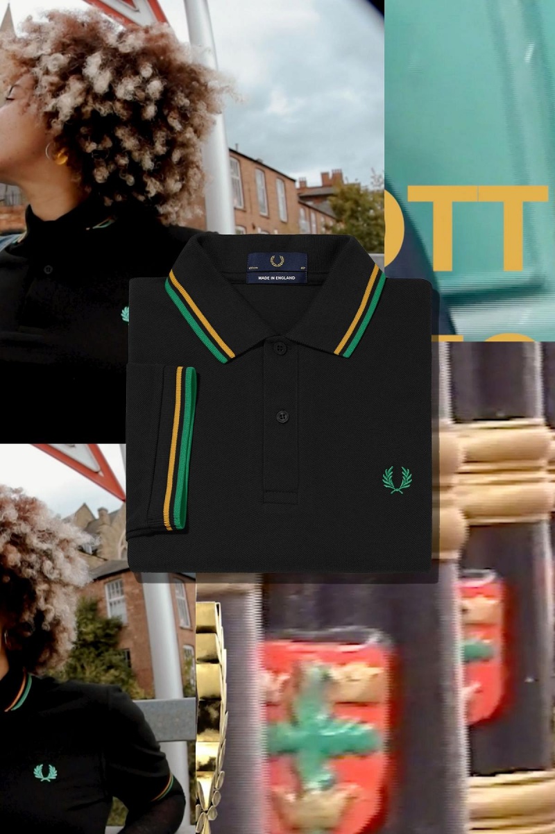 Camisa Polo Fred Perry M12 Hombre Negros Dorados Verdes | DMXVO52030