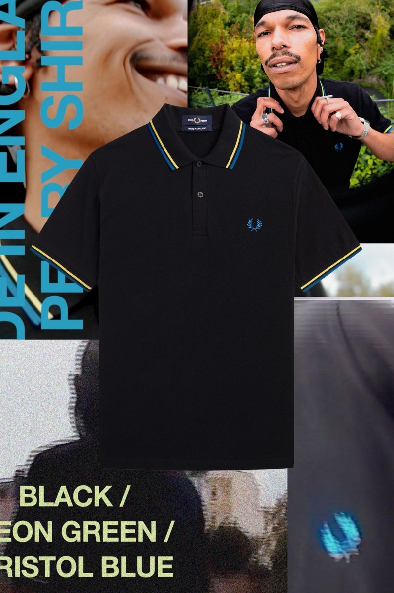 Camisa Polo Fred Perry M12 Hombre Negros Verdes Azules | PMXER87441