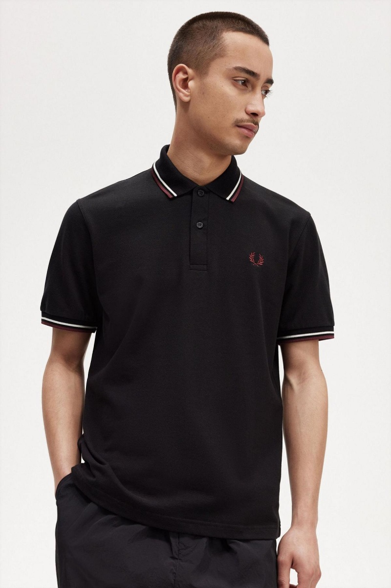 Camisa Polo Fred Perry M12 Hombre Negros | MXEAH87342