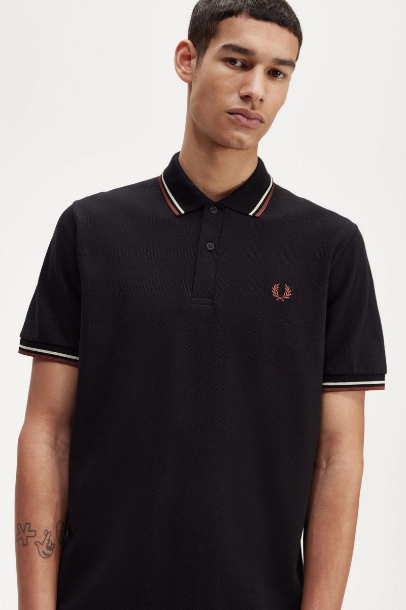 Camisa Polo Fred Perry M12 Hombre Negros Marrom | YMXGT87460