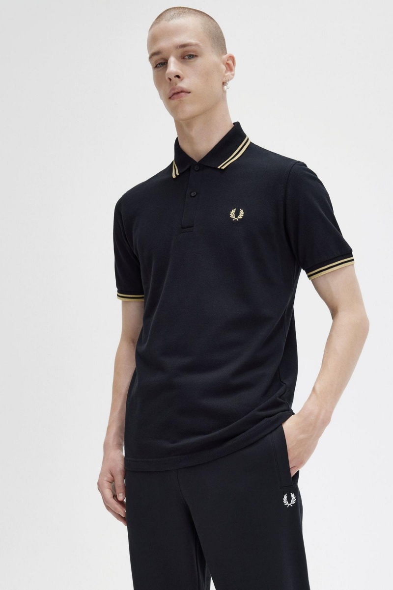 Camisa Polo Fred Perry M12 Hombre Negros | ZMXNQ33137