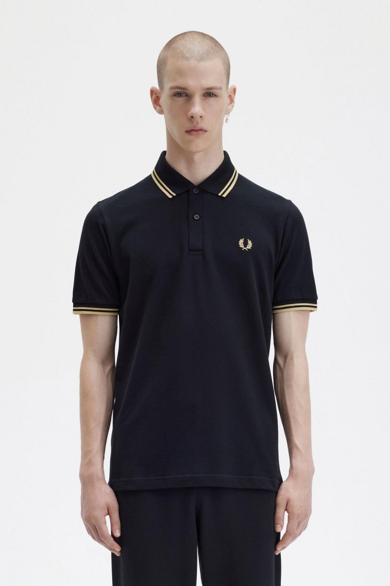 Camisa Polo Fred Perry M12 Hombre Negros | ZMXNQ33137