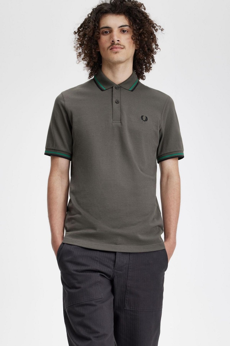 Camisa Polo Fred Perry M12 Hombre Verdes Verdes Negros | PMXER81022