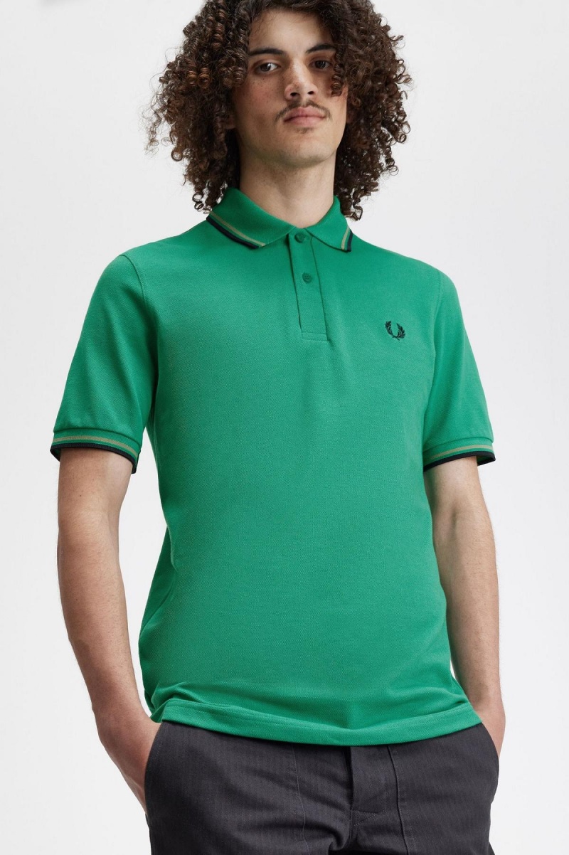 Camisa Polo Fred Perry M12 Hombre Verdes Verdes Negros | BMXSD59824