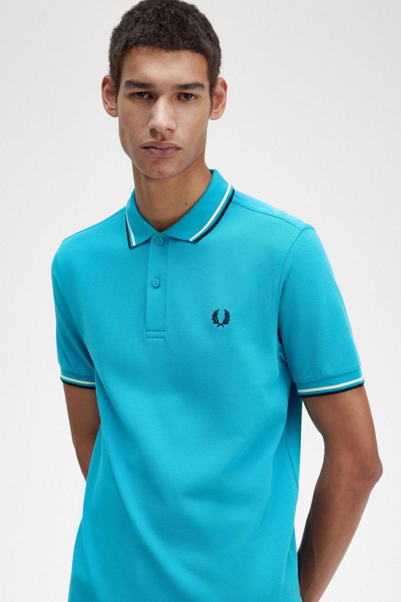 Camisa Polo Fred Perry M3600 Hombre Azules Creme Negros | LMXSX46979